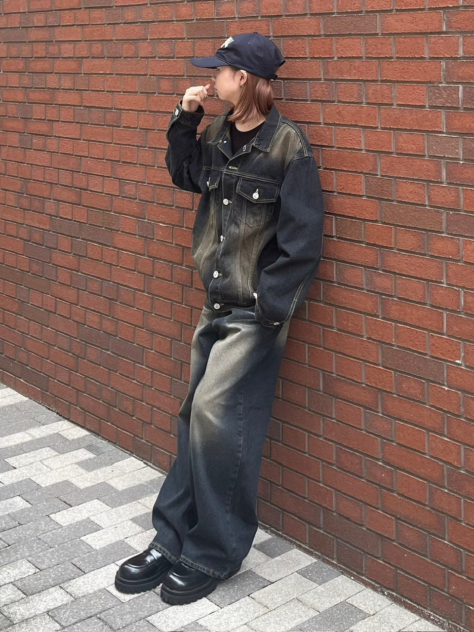受注制【Chikashitsu +】vintage wash denim jacket 2 (2color)