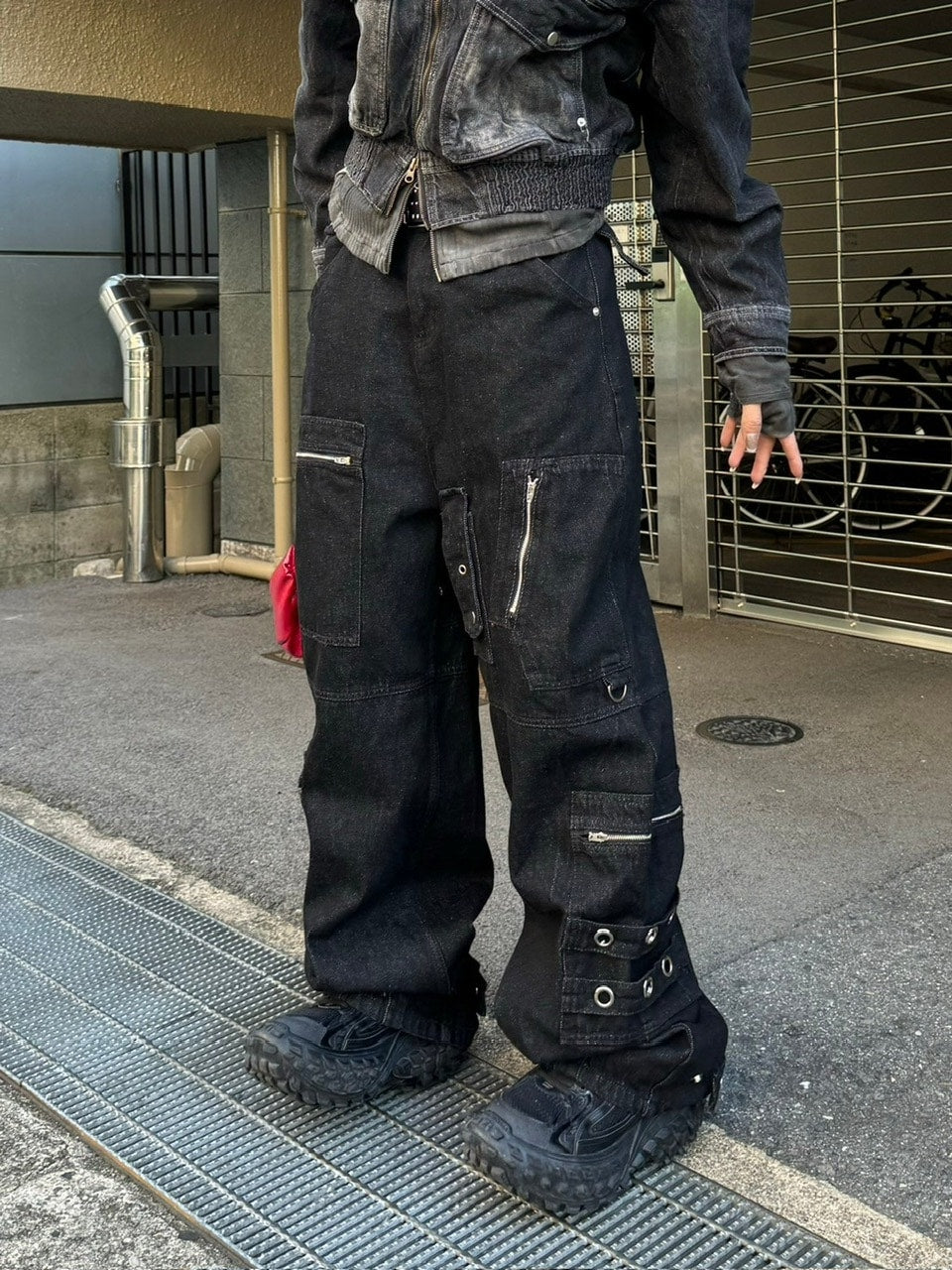 受注制【Chikashitsu +】steel ring denim cargo pants