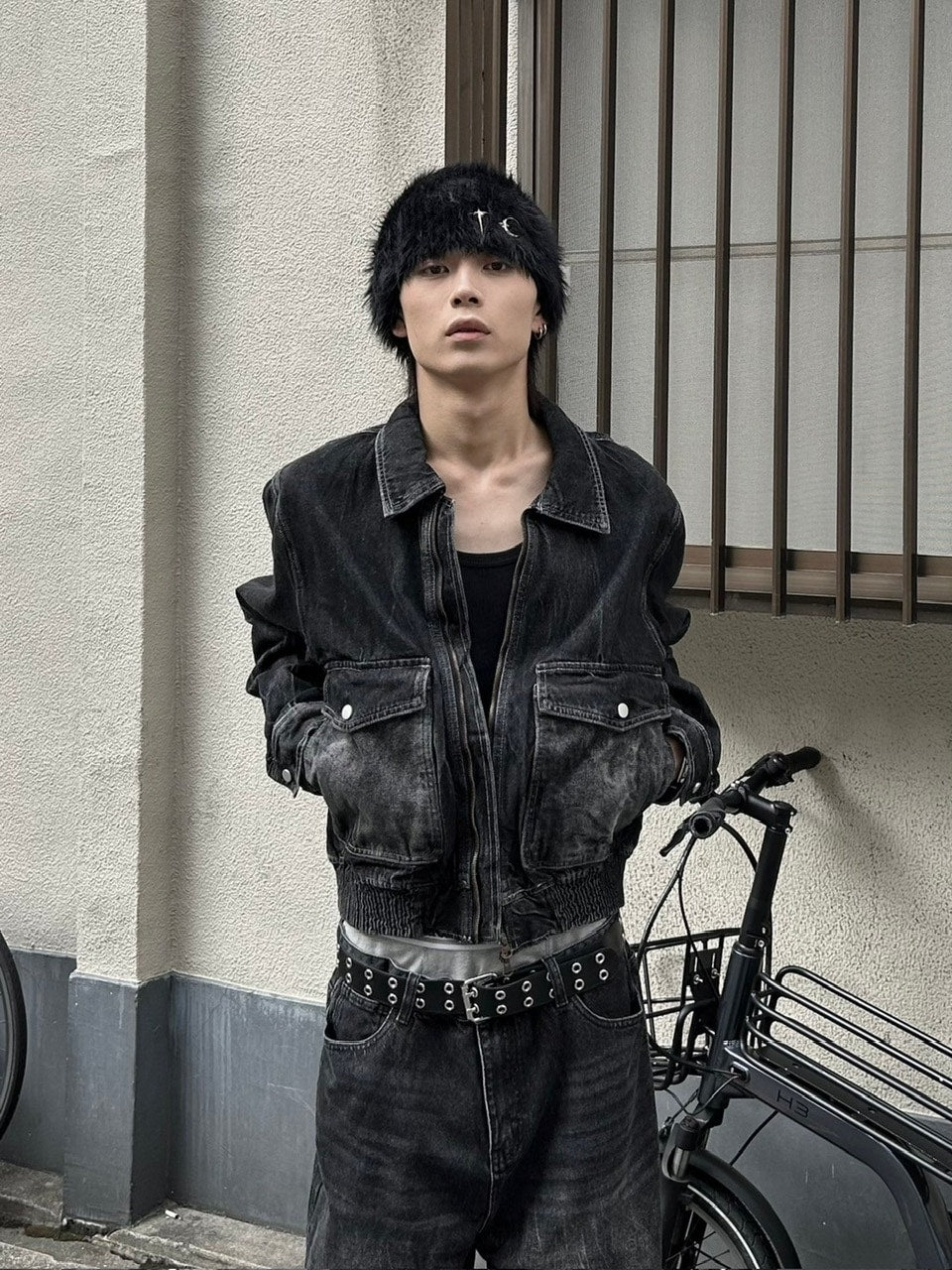 大阪店WEB限定受注制【Chikashitsu +】vintage wash cropped denim