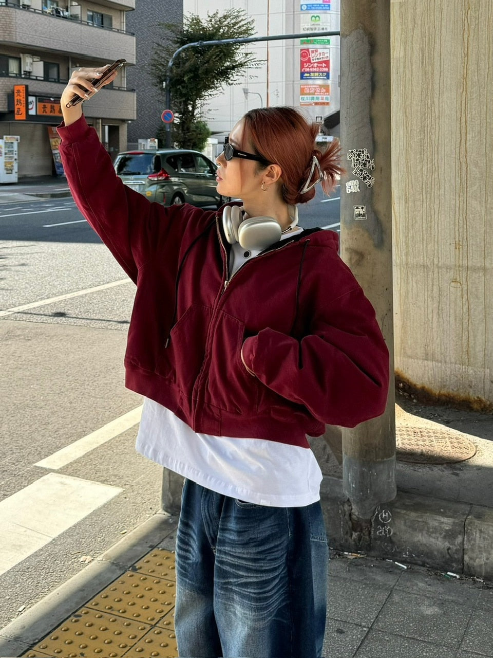 受注制【Chikashitsu +】cropped hooded work blouson (2color) / 【チカシツプラス】クロップドフードジップアップパーカーワーク長袖ブルゾン