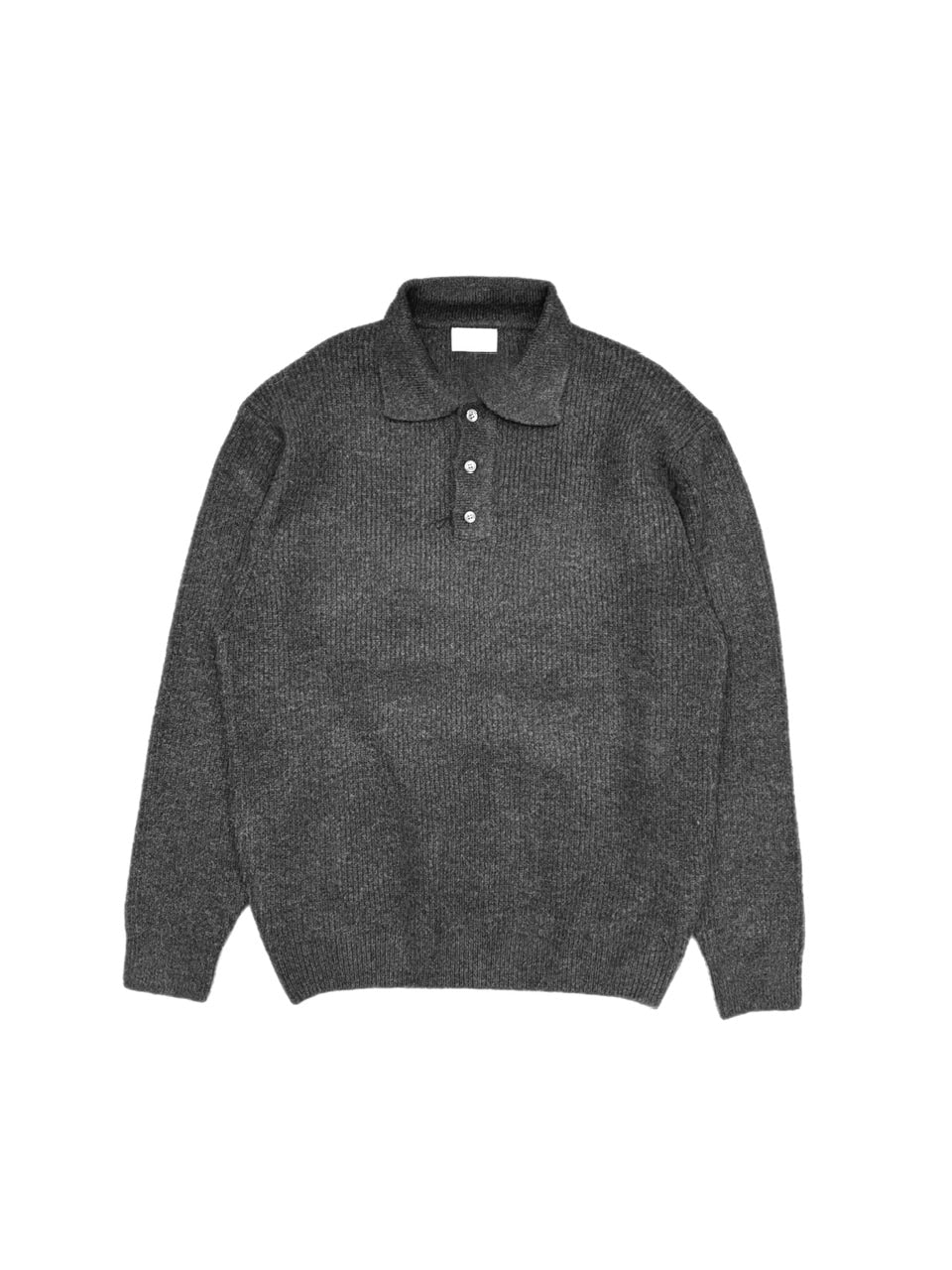 受注制【Chikashitsu +】wool touch lib knit polo (4color) / 【チカシツプラス】ウールタッチリブ長袖ニット