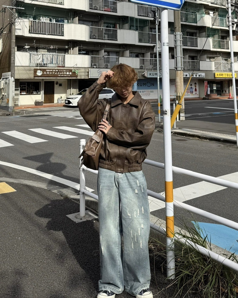 国際配送【RENOL】damage denim wide pants