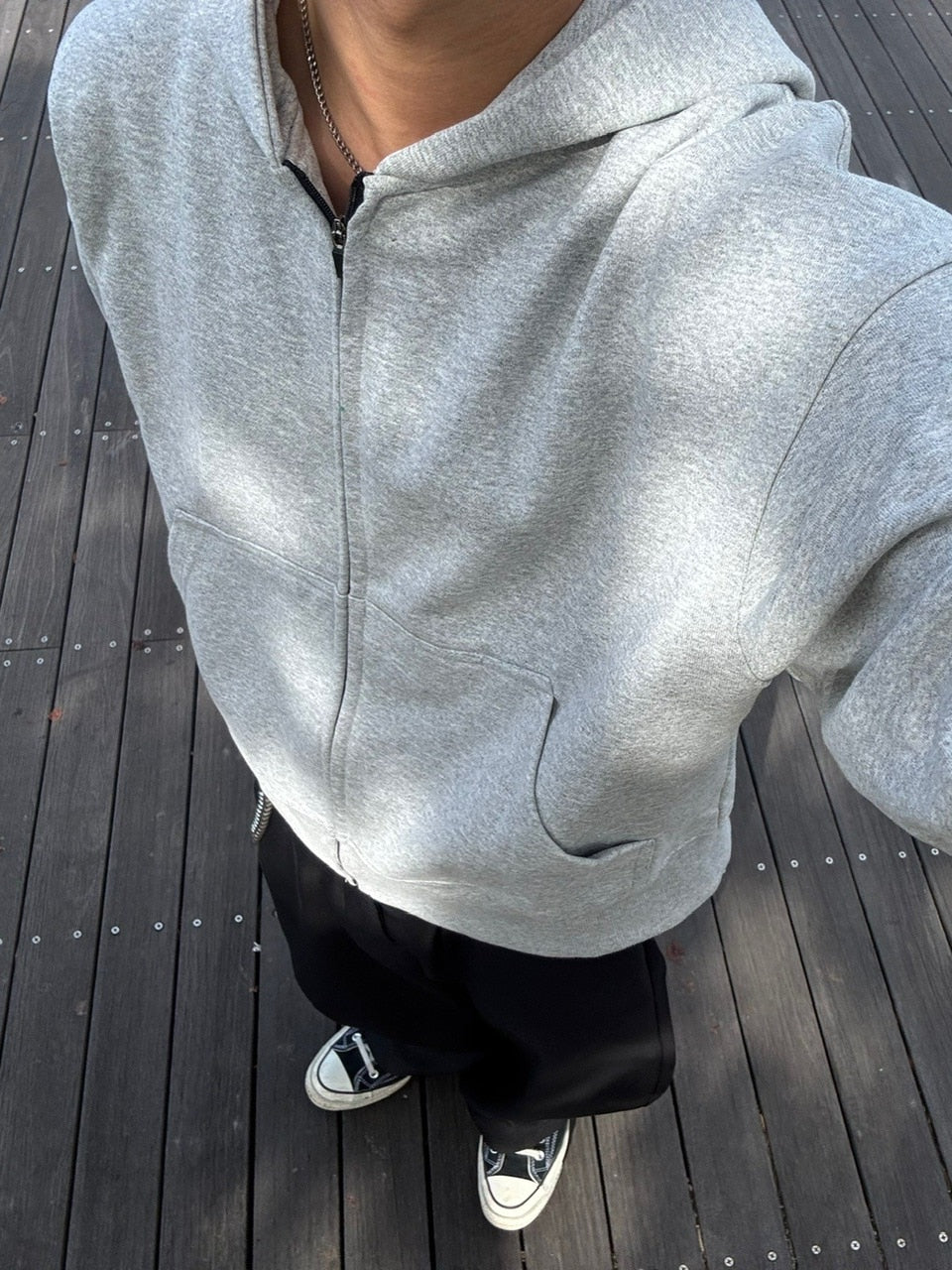 国際配送【RENOL】cropped zip up hoodie (2color)