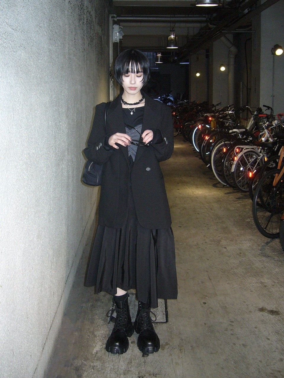 受注制【oaks】studs design pleats midi skirt