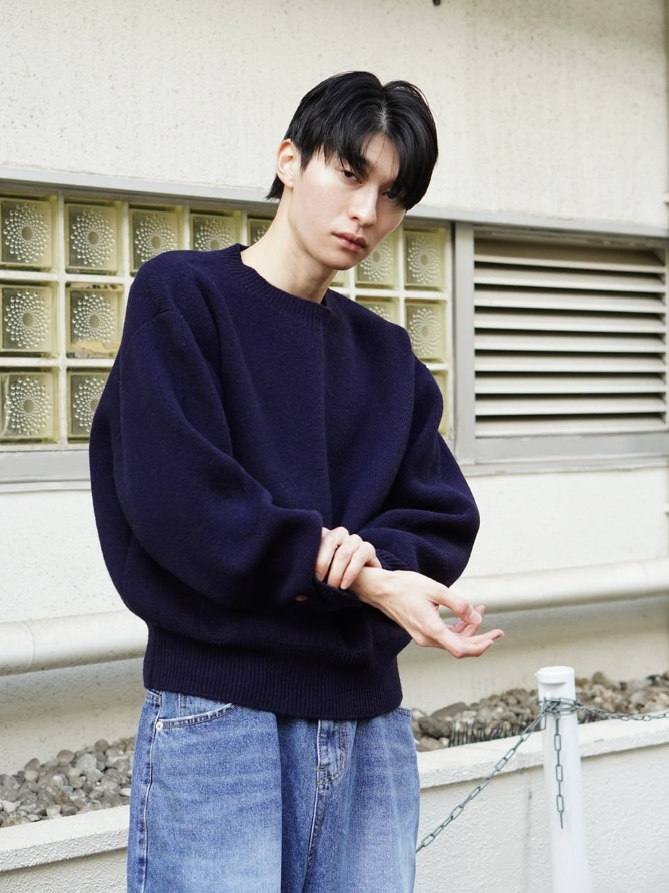 東京店WEB限定【Chikashitsu +】round wool knit (4color)