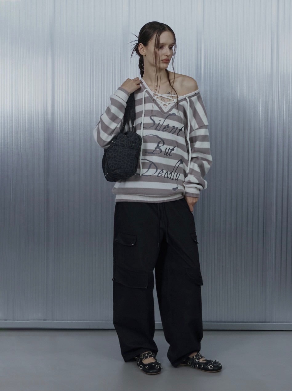 【SETUP-EXE】STRIPE V-NECK MTM / 【セットアップエグゼ】ストライプボーダーVネック長袖ニット