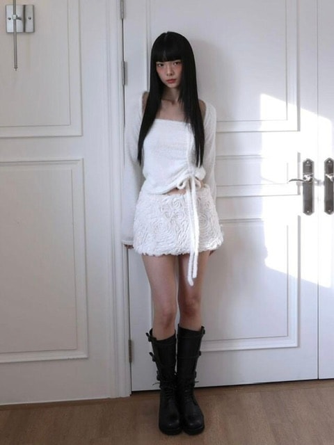 【Uglyshadow】ANGORA HOODIE TANK TOP / 【アグリーシャドウ】アンゴラフードタンクトップ長袖カーディガン