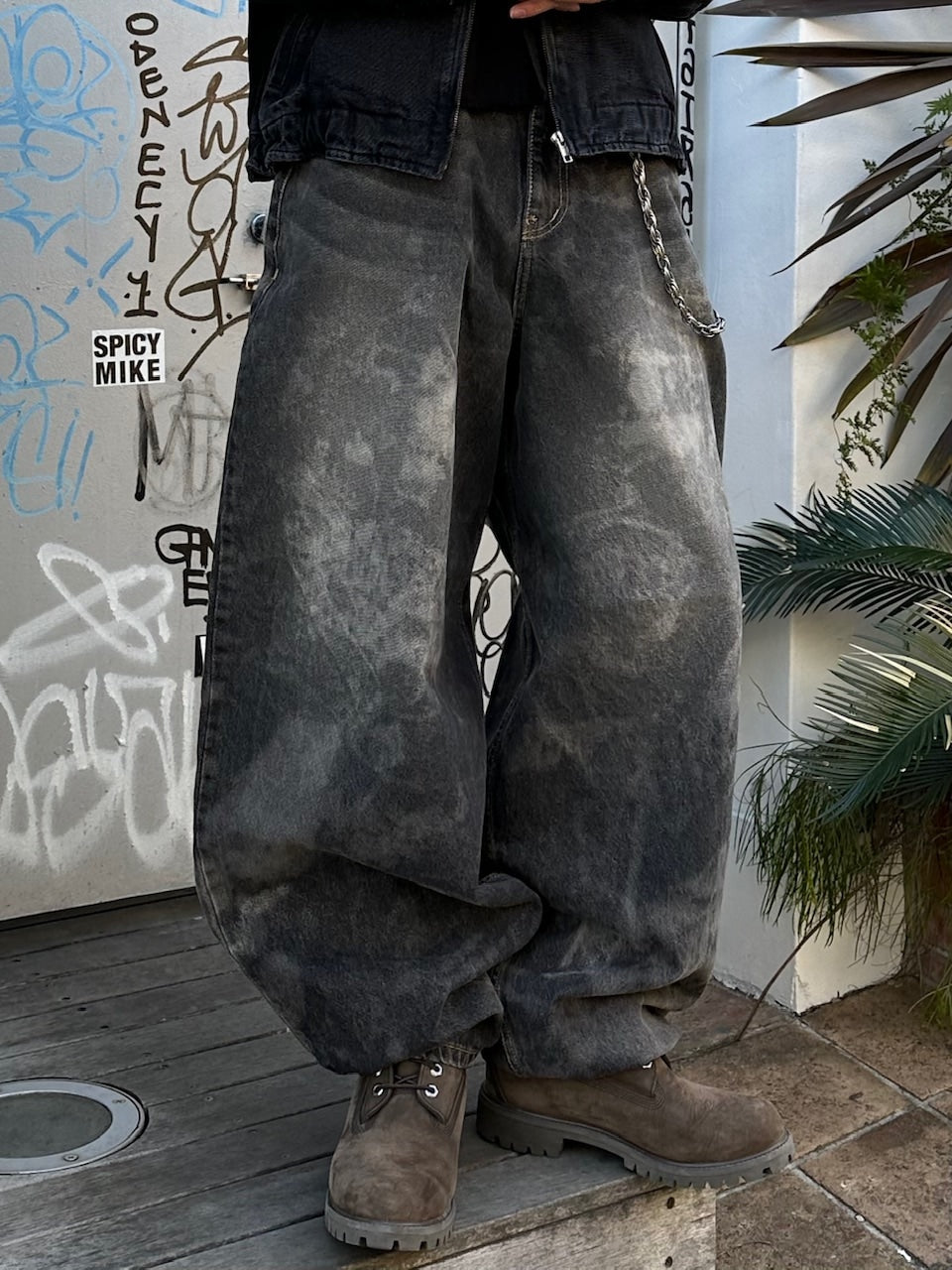 大阪店WEB限定受注制【Chikashitsu +】dirty wash balloon denim pants