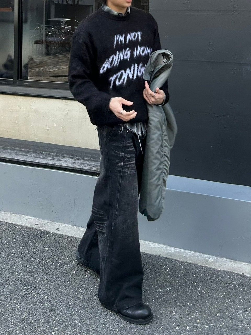 受注制【Chikashitsu +】curve stitch wide denim pants / 【チカシツプラス】カーブステッチワイドデニムパンツ