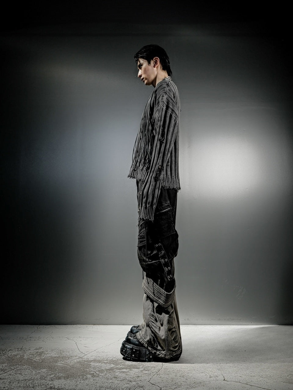 【DIG YOUR OWN GRAVE】PIGMENT DAMAGE KNIT / 【ディグユアオウングレイブ】ピグメントダメージ長袖ニット