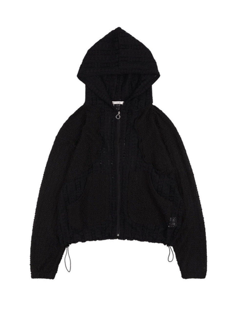 【FANCY CLUB】PLUMPY LACE LINE HOOD ZIP-UP / 【ファンシークラブ】レースメッシュジップアップパーカー