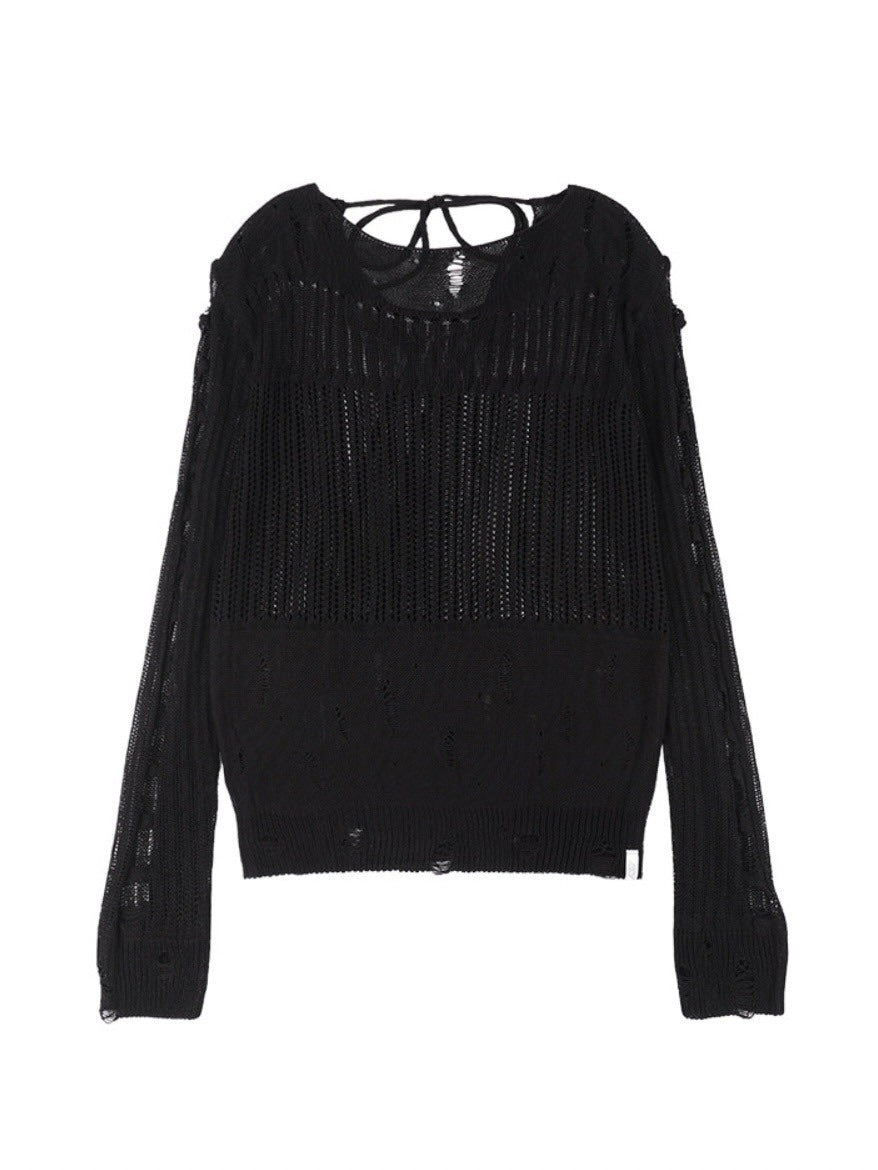 【FANCY CLUB】2-WAY DAMAGE KNIT LONG SLEEVE / 【ファンシークラブ】ダメージルーズニット