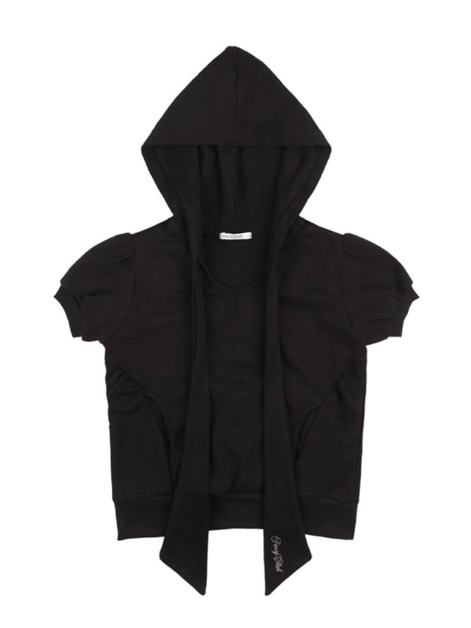 【FANCY CLUB】PUFF ROUND SCARF HOODIE / 【ファンシークラブ】パフスリーブラウンドネックスカーフショートパーカー