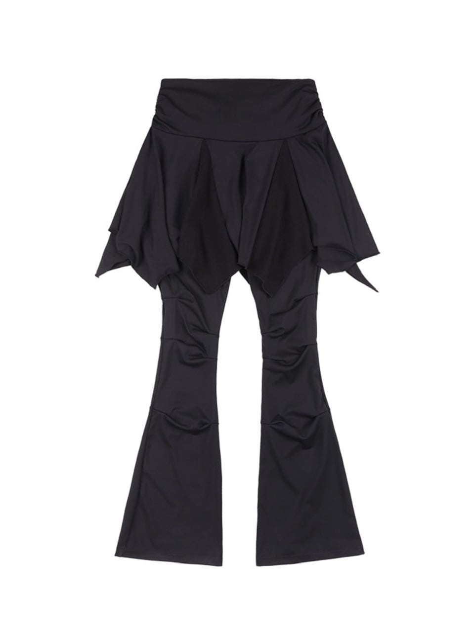 【FANCY CLUB】UNBALANCE SKIRT LAYERED PINTUCK PANTS