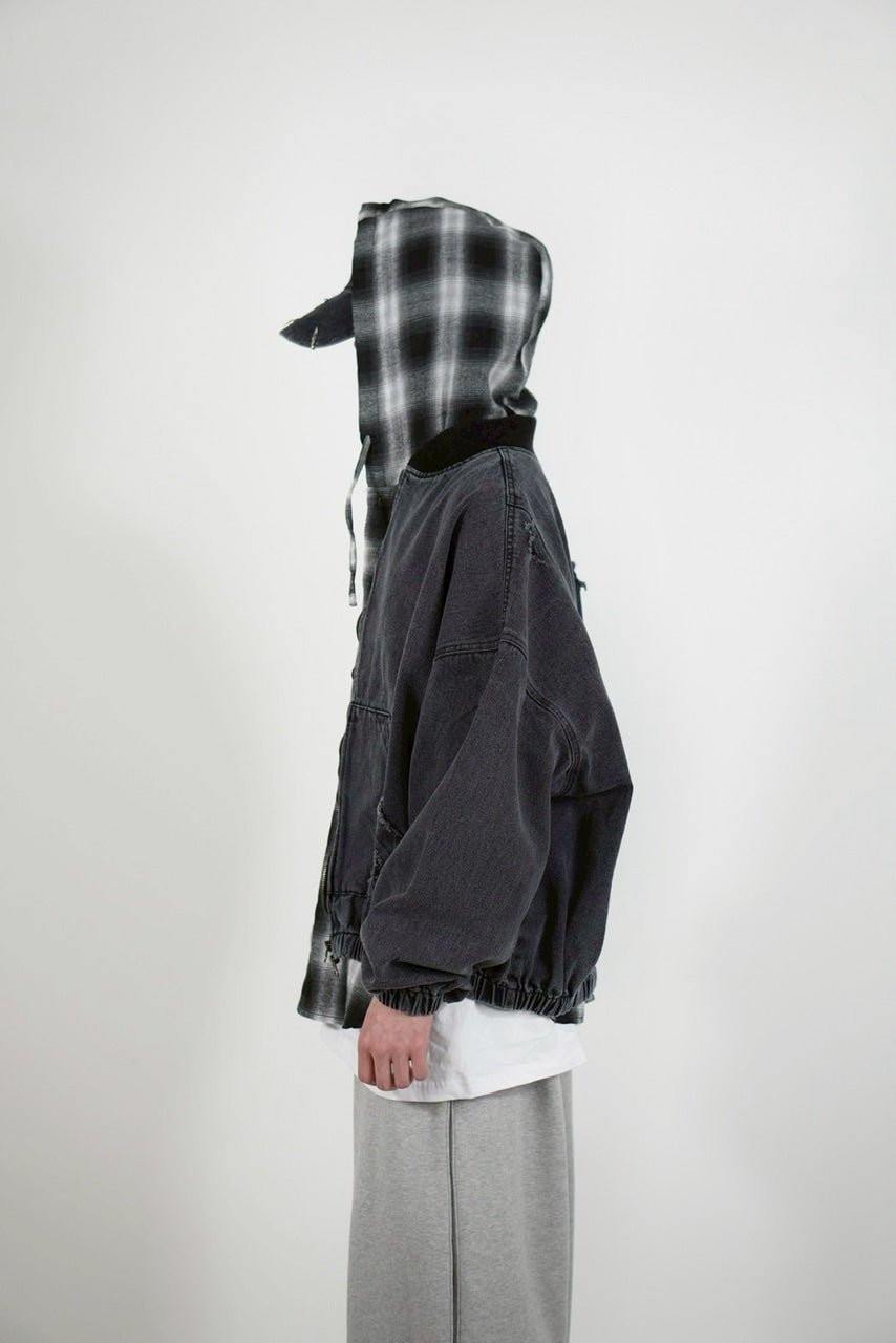 【Chikashitsu +】denim flight bomber jacket (2color)