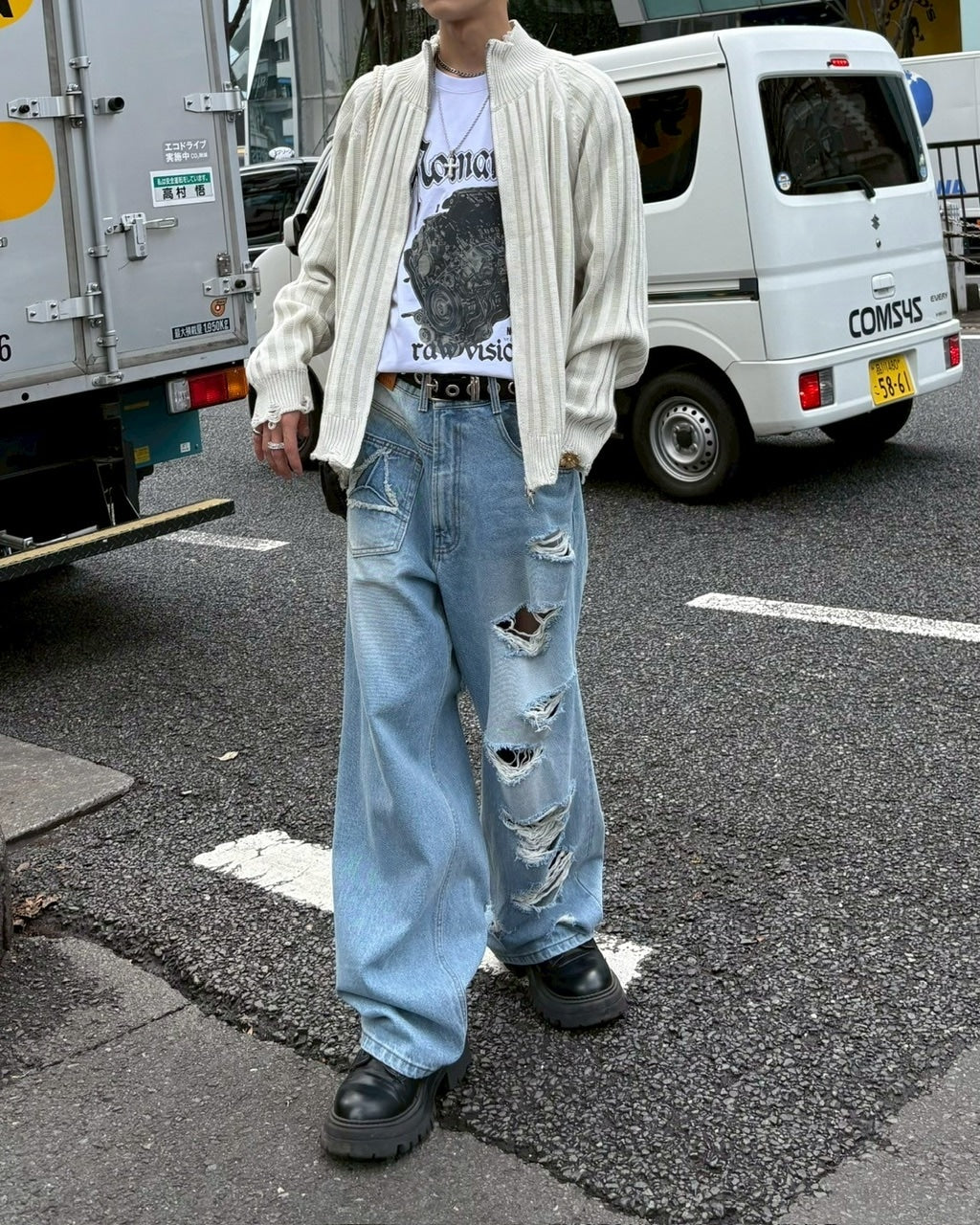 受注制【nmtc +】damage zip up knit (3color)