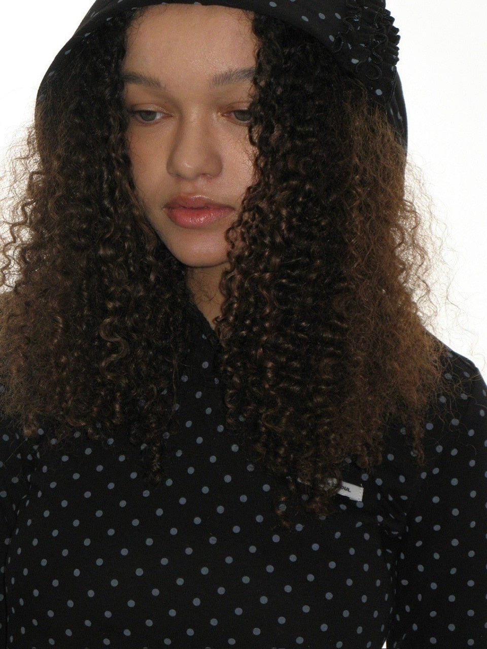 【CRANK】DOT FRILL HOODIE / 【クランク】ドットフリルフード付き長袖Tシャツ