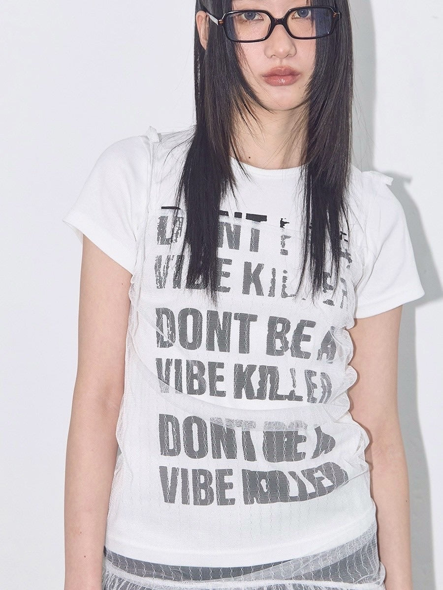 【FANCY CLUB】3-WAY LETTERING CORSAGE TEE