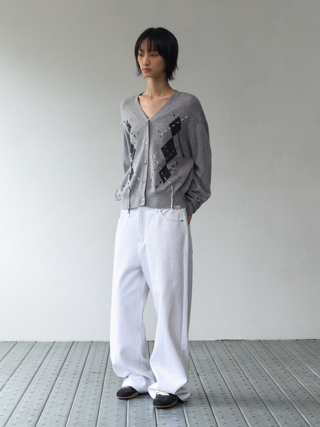 【ROCK CAKE】Argyle Stitch Knit Cardigan