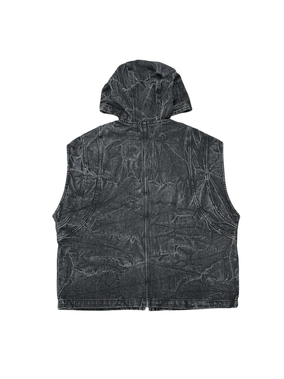 受注制【Never mind the XU】denim hood vest