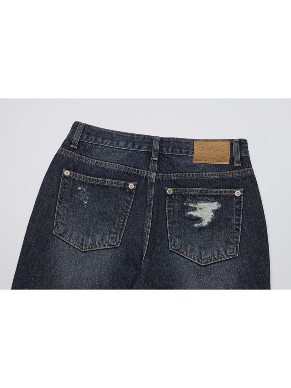 【NOT KNOWING】Destroyed Flared Jean