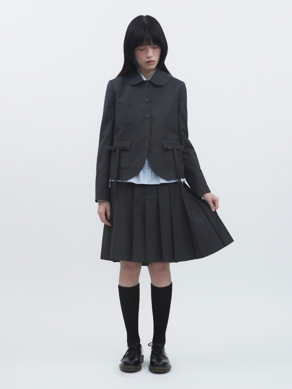 【TUOMIO】MIDI PLEATS RIBBON CULOTTES