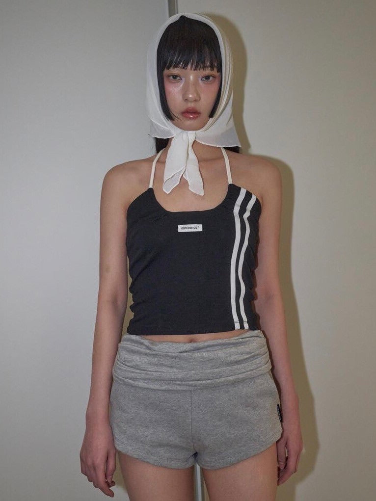 【ODDONEOUT】TWO LINE HALTER NECK TOP