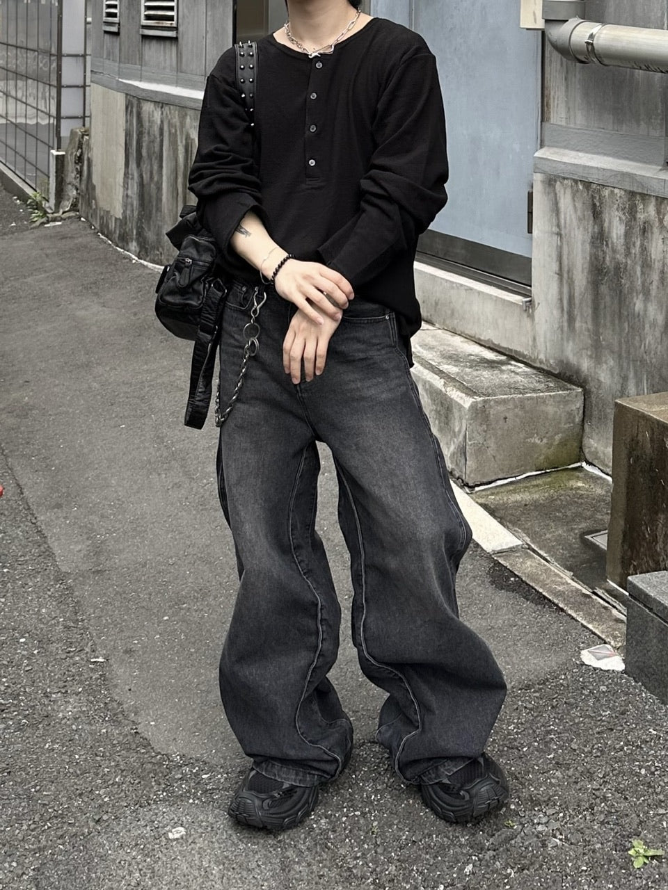 大阪店WEB限定【Chikashitsu +】henry neck loose long sleeve (2color)