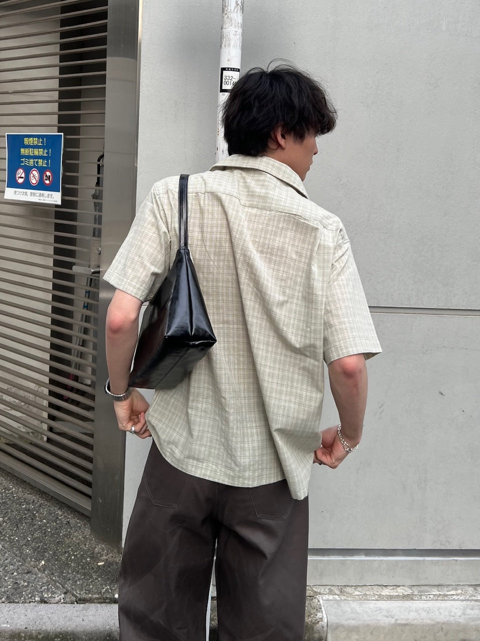 東京店WEB限定受注制【Chikashitsu +】Open collar check shirt (2color)