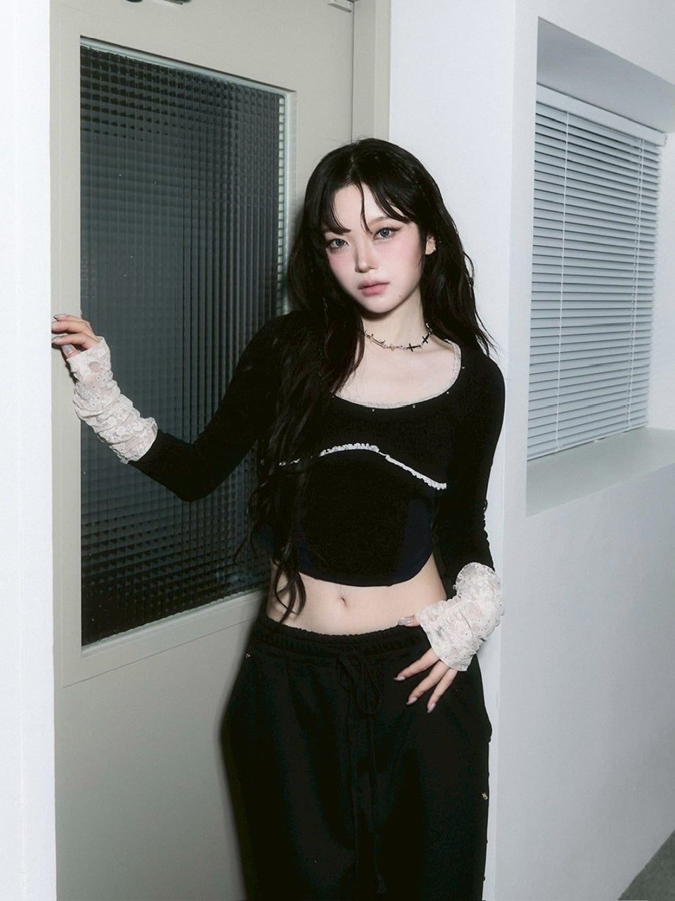 【CHERRYQUIRI】corset stud long sleeve