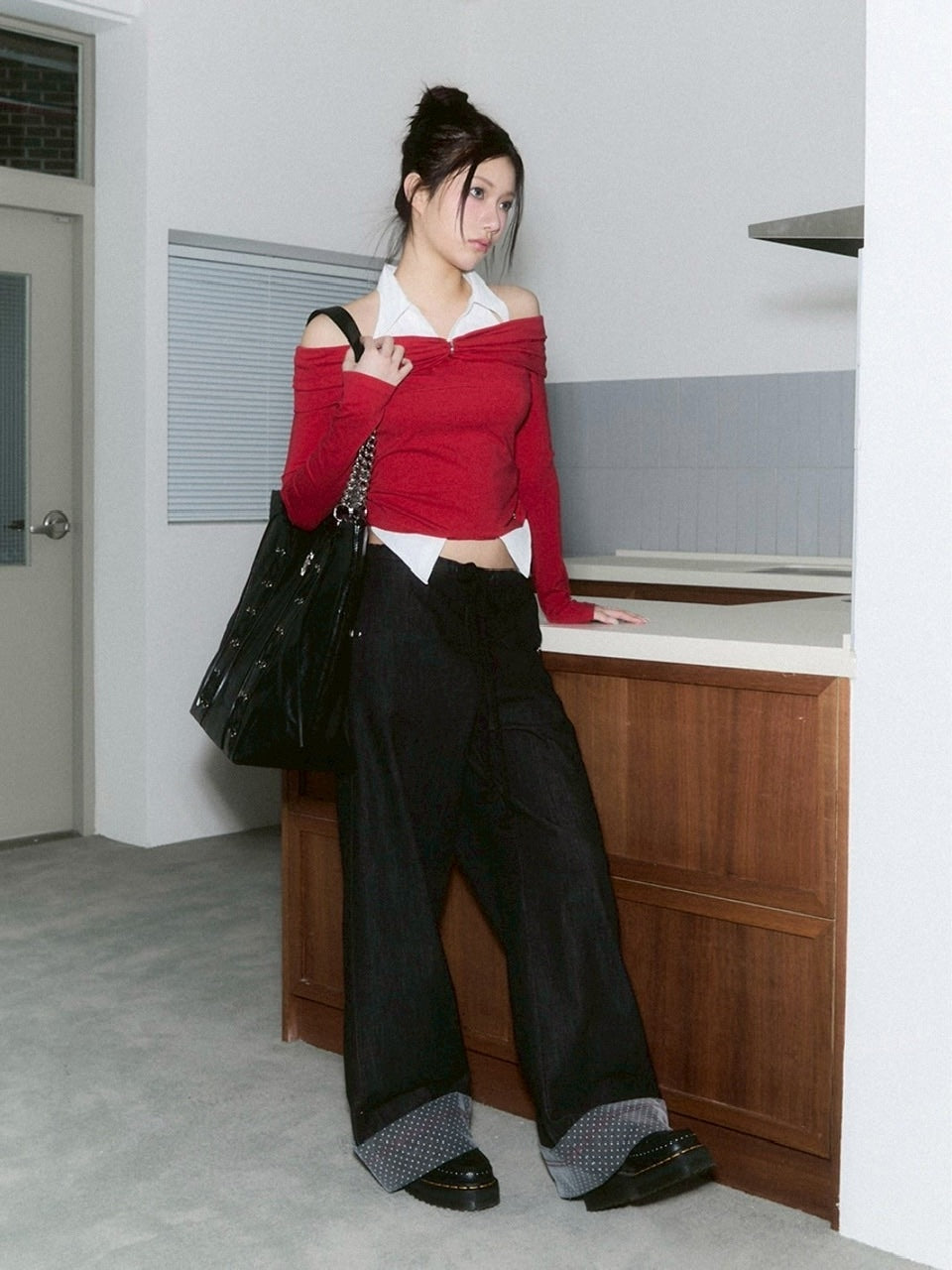 【CHERRYQUIRI】lace layered roll up denim / 【チェリーキュリー】レースレイヤードロールアップデニムパンツ