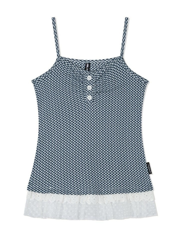 【Uglyshadow】CHECKERED LACE SLEEVELESS