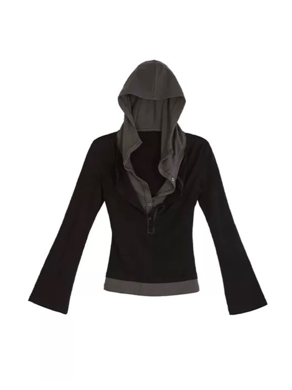 【Cest Nous】Two-in-One Hoodie / 【セヌー】レイヤードフード付き長袖トップス