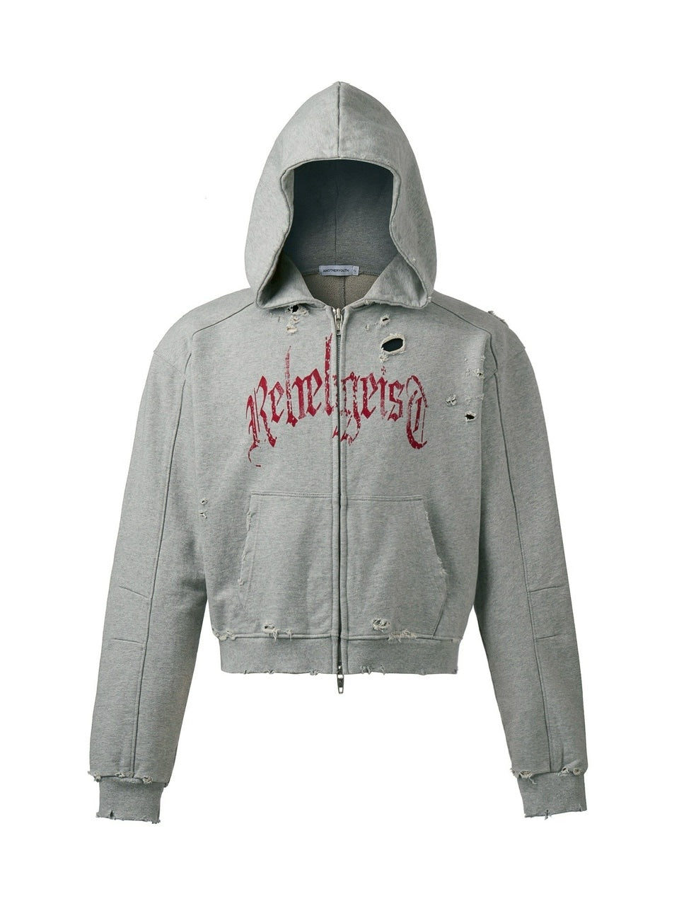 【ANOTHERYOUTH】damaged crop zip-up hoodie