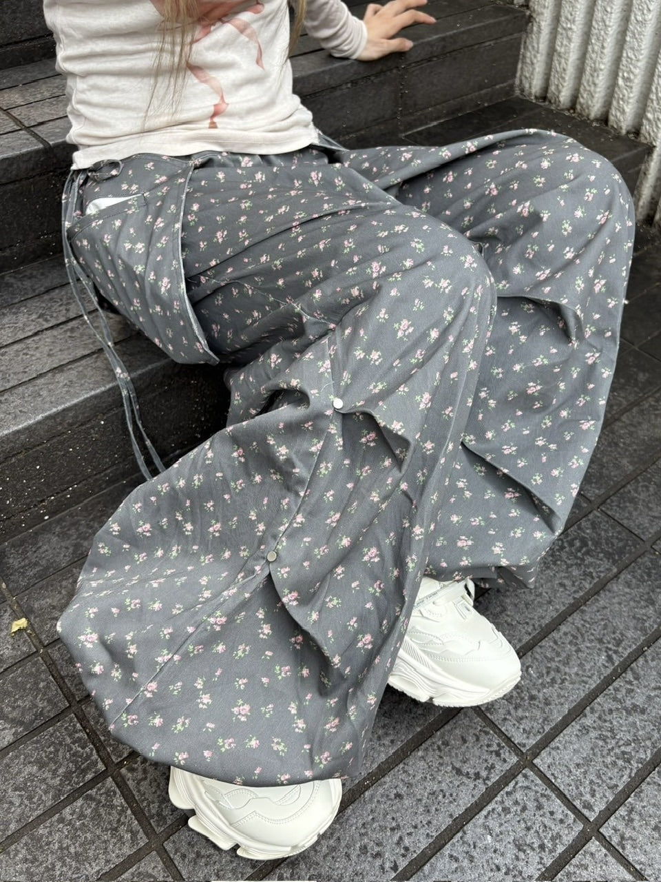 受注制【nmtc +】flower wide layered pants (3color)