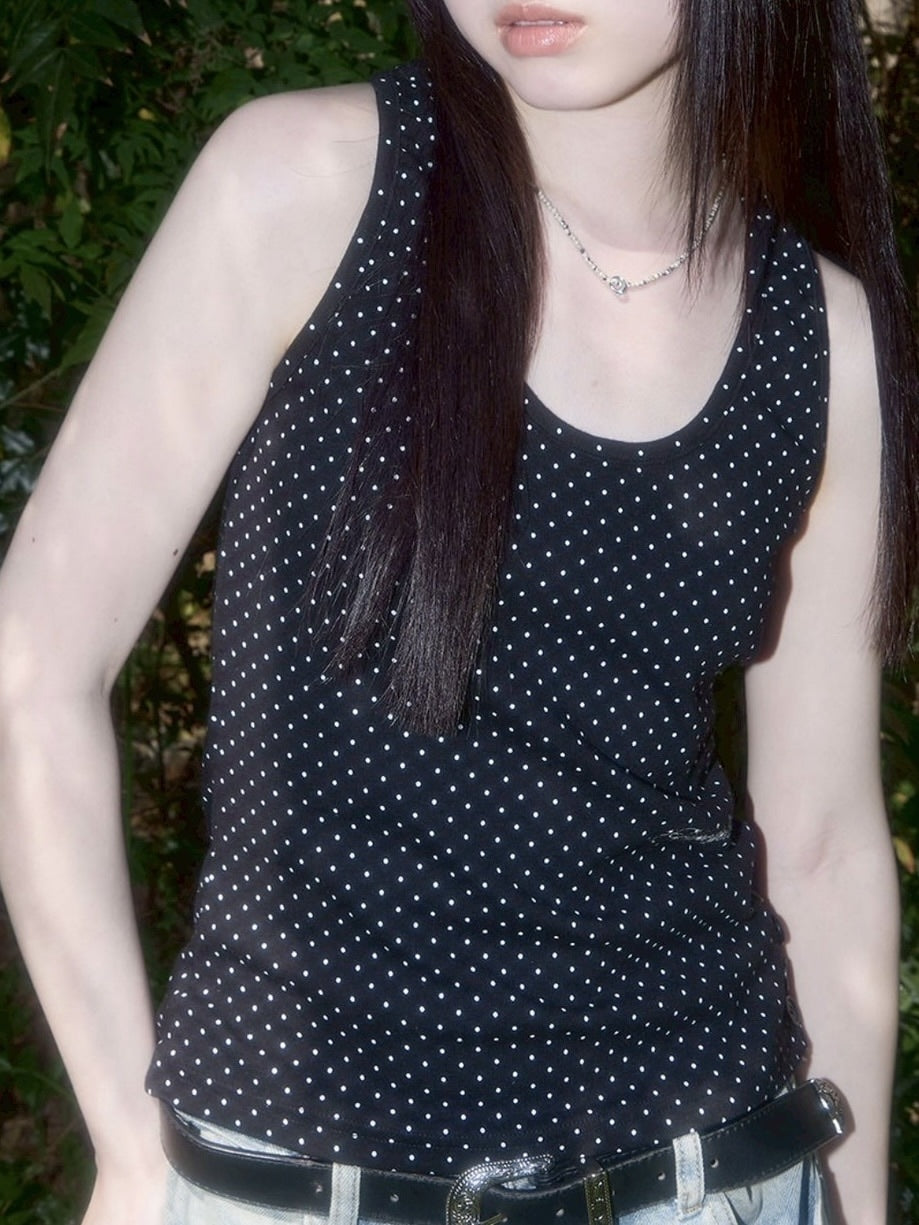 【FANCY CLUB】 Dot Button Sleeveless / 【ファンシークラブ】ドットボタンタンクトップ