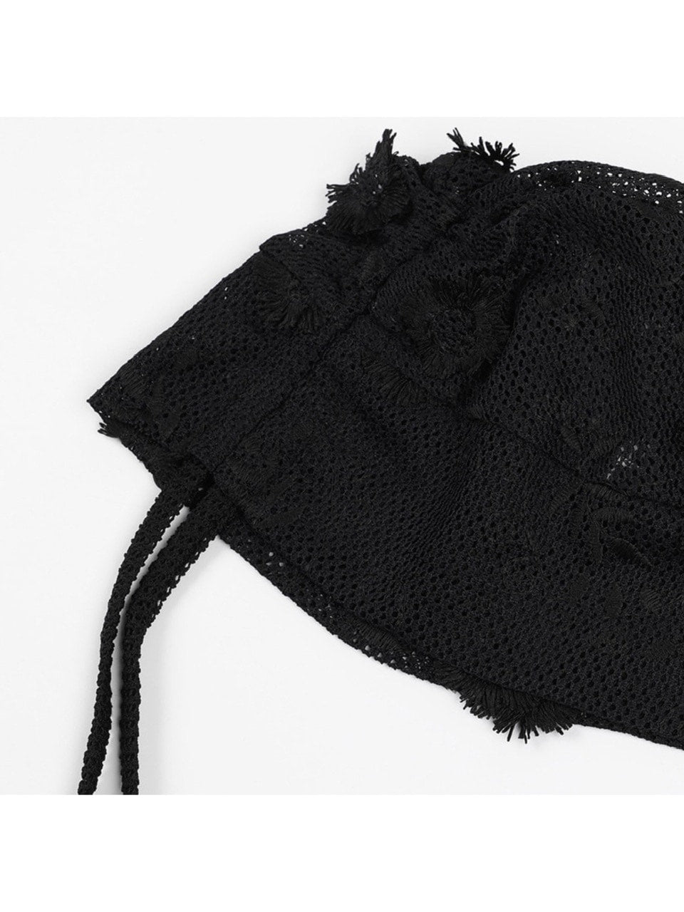 【FANCY CLUB】Lace Ribbon Shirring Beanie / 【ファンシークラブ】レースリボンシャーリングニット帽子