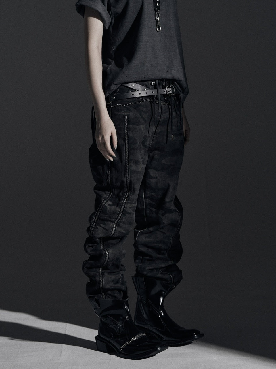 【Rosen Kreuz】ZIP WIDE BAGGY PANTS