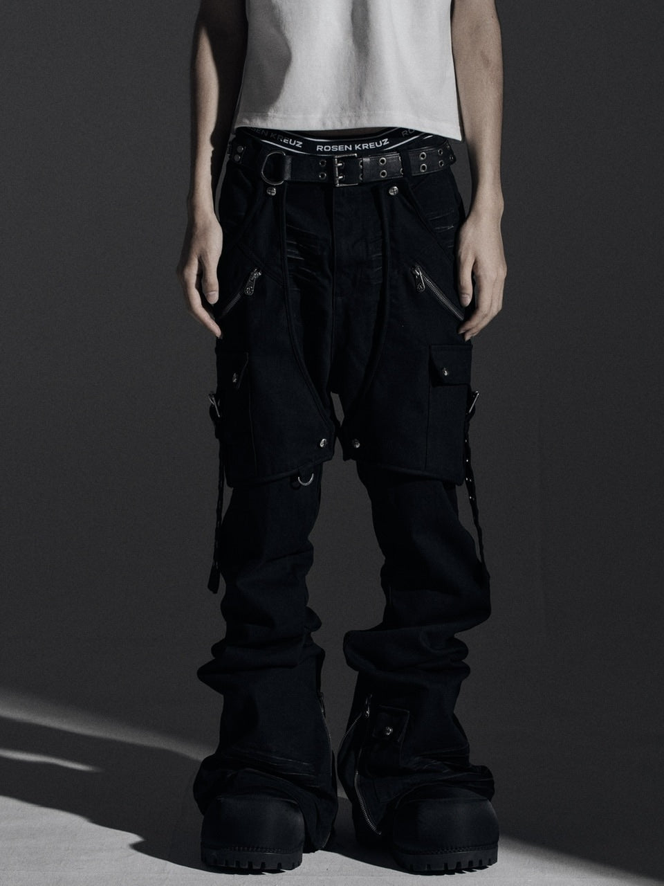 【Rosen Kreuz】SIDE BELT DOCKING FLARE PANTS