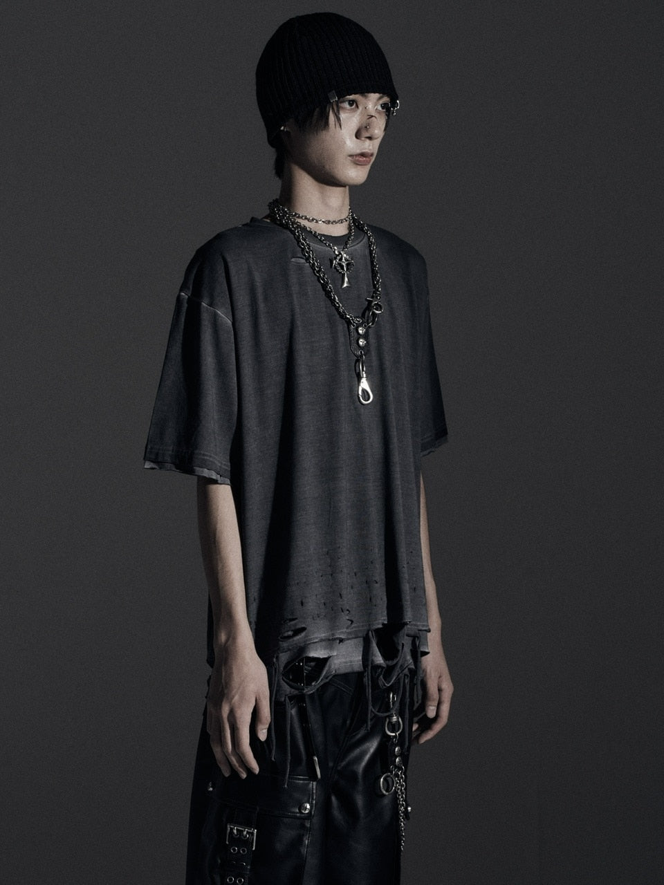 【Rosen Kreuz】BOXY FIT LAYERED DAMAGE TEE