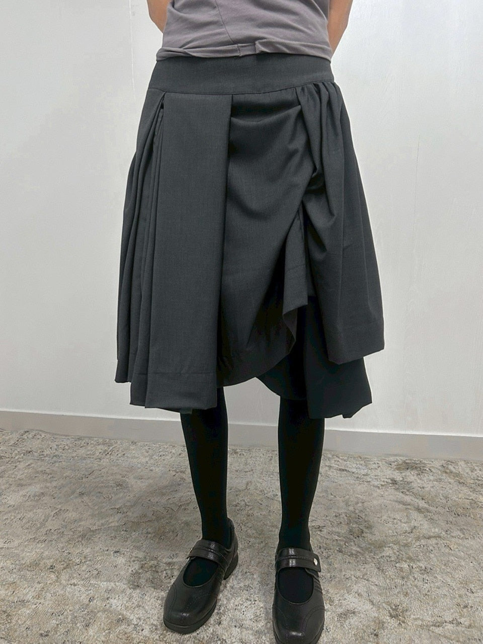 【FLAREUP】Asymmetrical Draped Midi Skirt