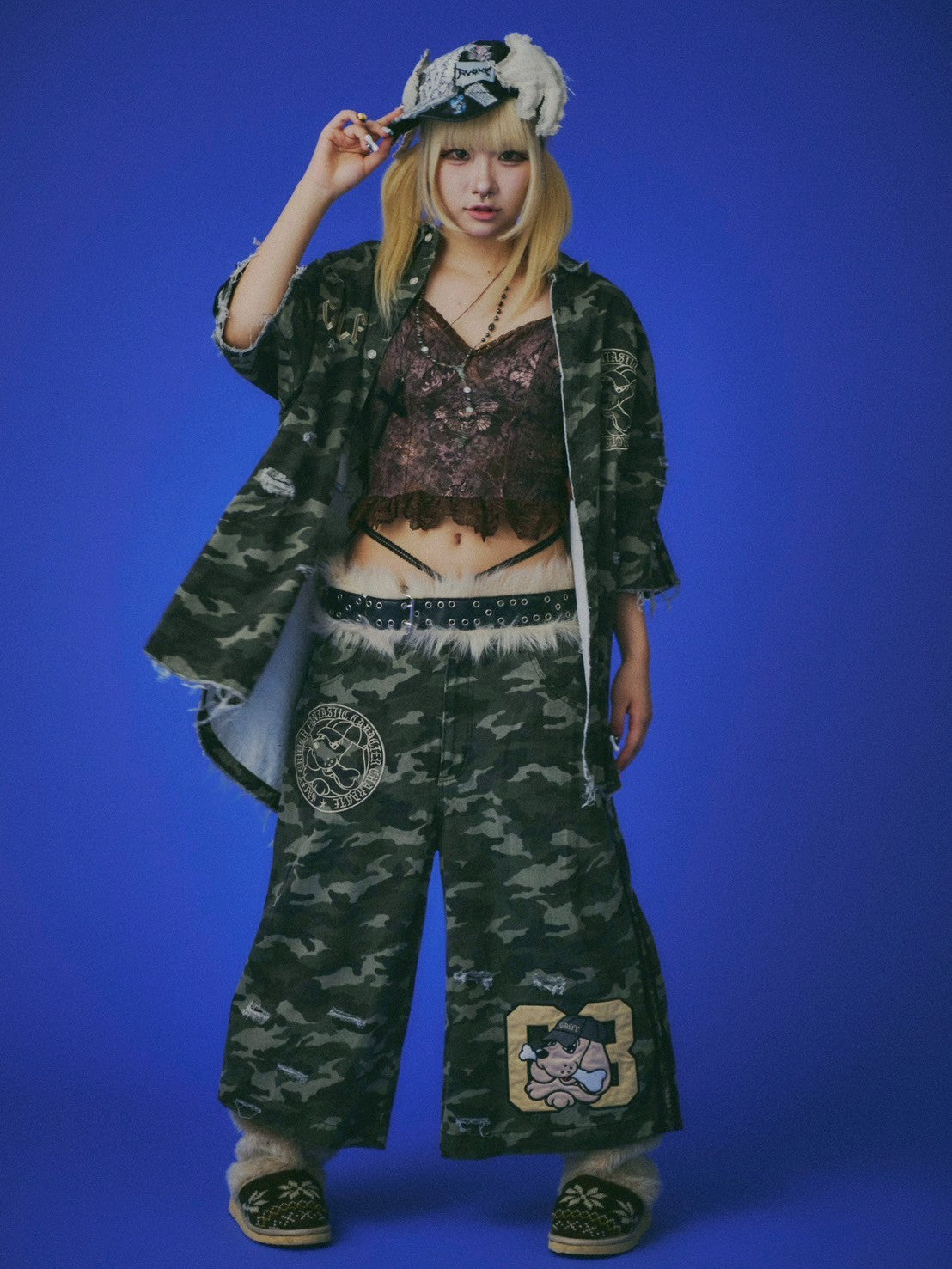 【GALFY】カモフラかも？ボロボロシャツ