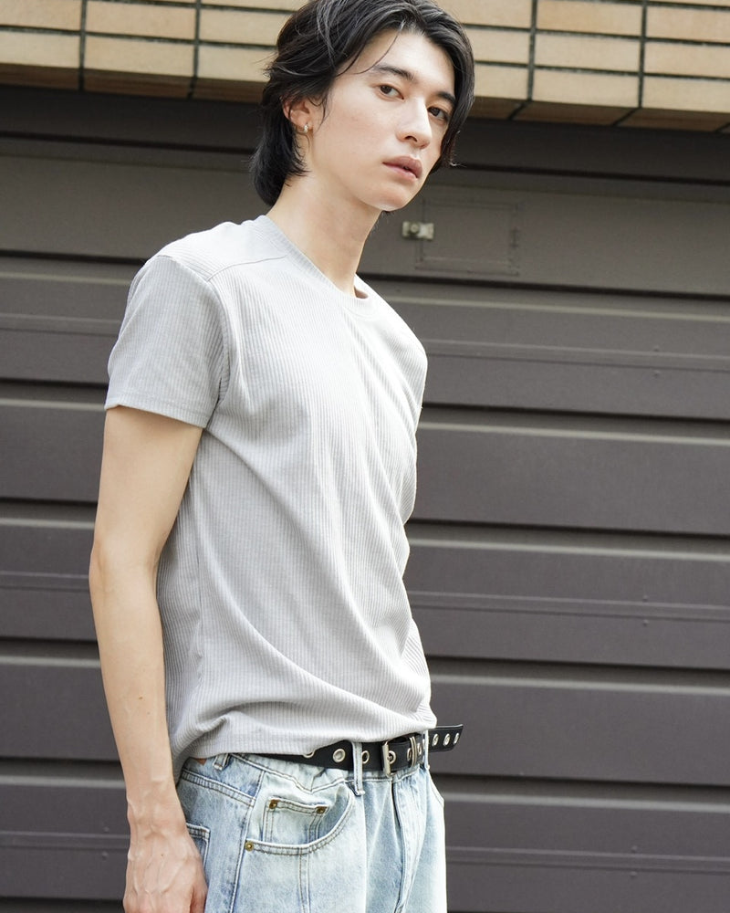 東京店WEB限定受注制【Chikashitsu +】cropped rib knit tee (3color)