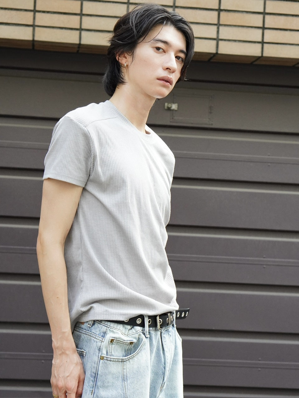 東京店WEB限定受注制【Chikashitsu +】cropped rib knit tee (3color)