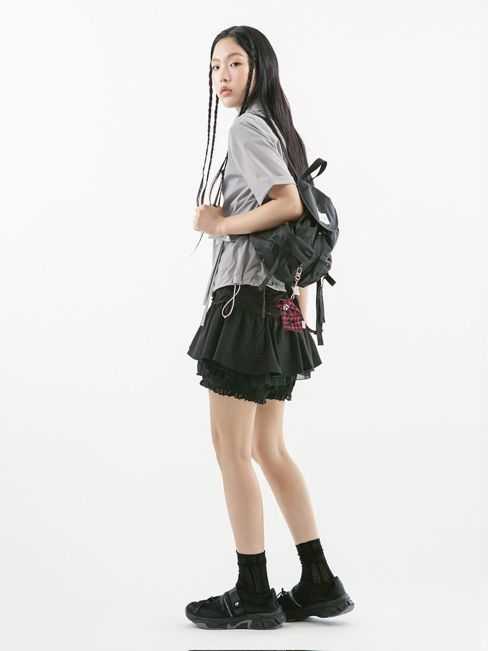 【TUOMIO】ROUND COLLAR NYLON ZIP-UP / 【トゥオミオ】ラウンドカラーナイロン半袖シャツジャケット