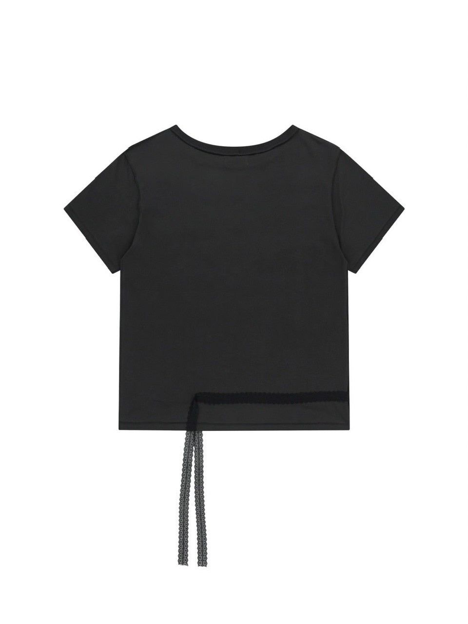 【TUOMIO】LACE STRAP OVERSIZED T-SHIRT / 【トゥオミオ】レースストラップオーバーサイズ半袖Tシャツ