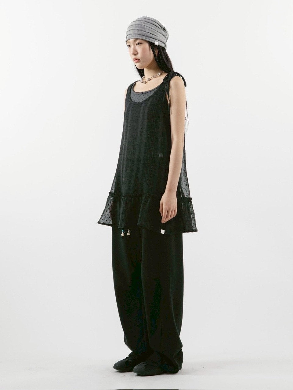 【TUOMIO】FRILL LAYERED DOT DRESS / 【トゥオミオ】フリルレイヤードドットワンピース