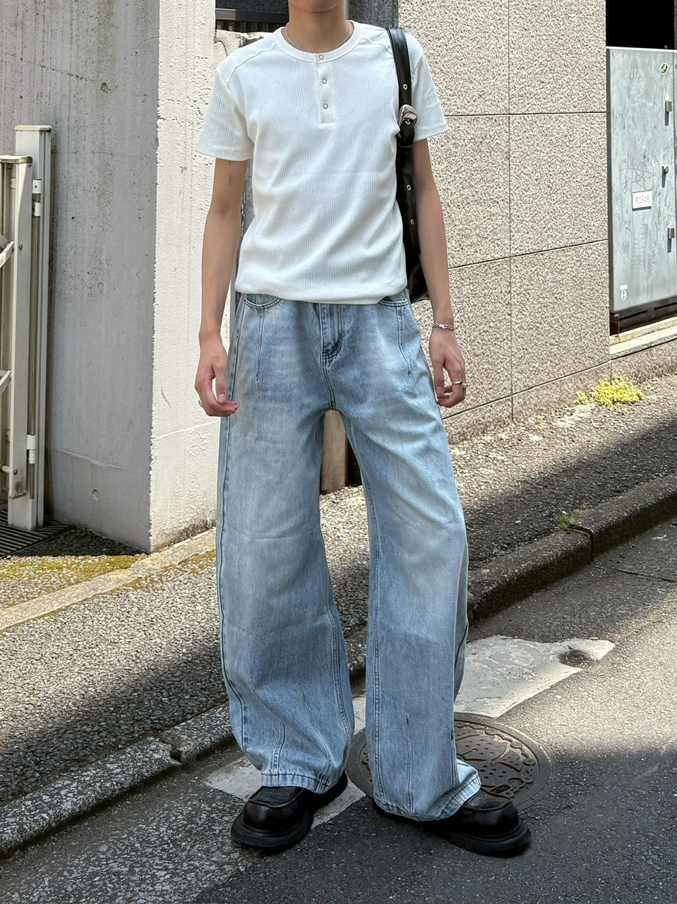 東京店WEB限定受注制【Chikashitsu +】barrel leg jeans