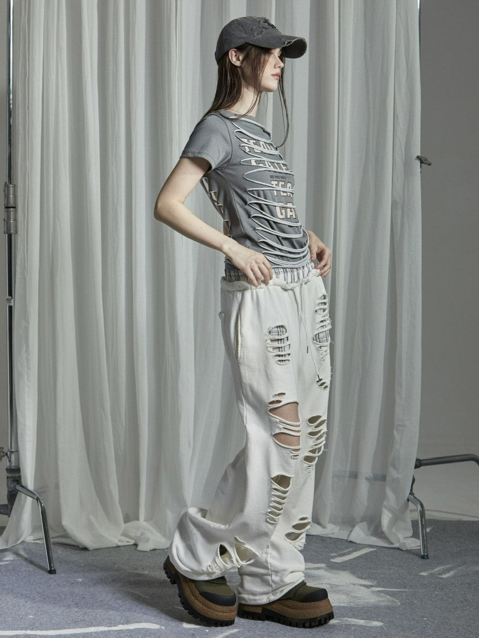 【GATELESS】SLASH DAMAGE LOGO T-SHIRT / 【ゲートレス】スラッシュダメージロゴ半袖Tシャツ