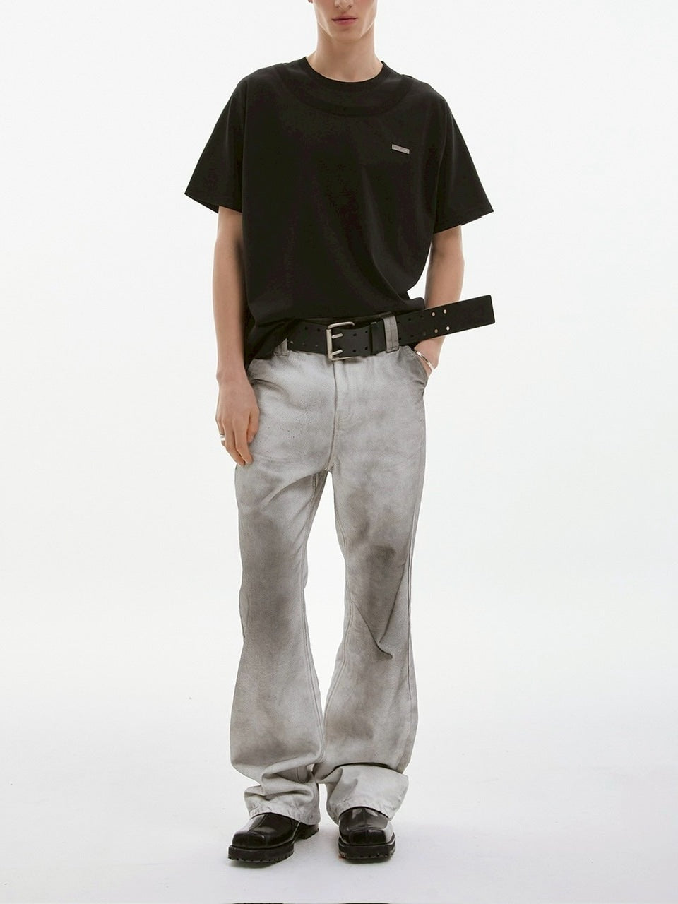 【ESC STUDIO】double neck t-shirt / 【イーエスシーステュディオ】ダブルネック半袖Tシャツ